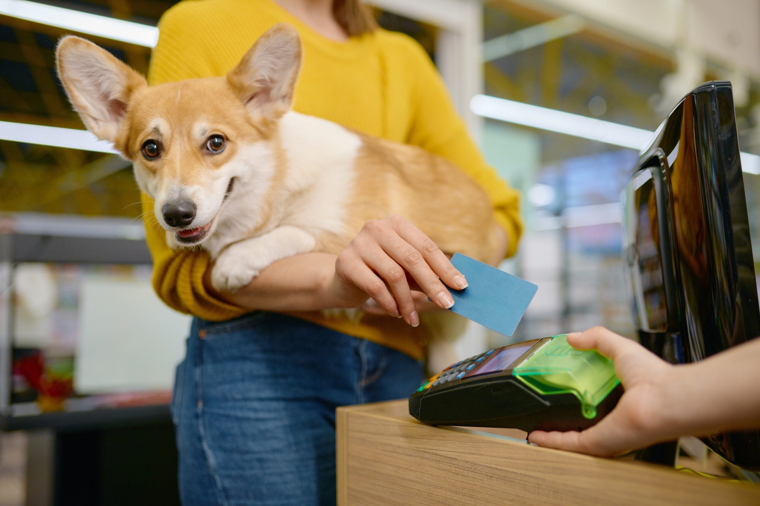 Closeup,Woman,Paying,For,Purchase,At,Pet,Shop,Using,Credit